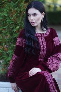 New Arrival Machine Embroidered Woven Eco-Friendly Ethnic Ukraine Dress Full <b>Balloon</b> Sleeves V-neck Maxi for Beach Occasions - Product Image 3