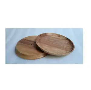 Piring kayu akasia ramah lingkungan kerajinan untuk dekorasi makanan penutup piring kayu solid untuk rumah dan pesta penggunaan dengan harga rendah