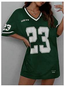 เสื้อเจอร์ซีย์ฟุตบอลคอวีขนาดใหญ่พิเศษใส่สบายมีสไตล์ยูนิเซ็กส์ใส่ Y2k - Product Image 3