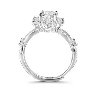 Jeulia Vintage Halo <b>Snow</b> Open Ring-Milgrain Sterling Silver Round Cut Gemstone Fashion Ring - Product Image 3