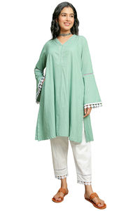 Dusty Jade Kurta con conjunto de pantalón para mujeres y niñas nueva llegada verano y primavera desgaste Co Ord conjunto para mujeres a precio al por mayor - Product Image 2