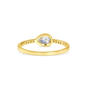 Anillo de Compromiso y Boda Solitario con Diamante Cultivado en Laboratorio de 1 Quilate, Corte Pera, Engaste de Bisel, Orientación Este-Oeste, Certificado IGI, Oro de 14K, para Mujer - Product Image 4