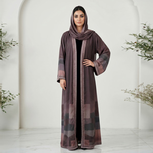 Premium Weightless Solid Kimono Two Piece Set Scarf <b>Long</b> Cardigan Outerwear Muslim Ladies Flowy <b>Dress</b> Plus Size Wedding Abaya - Product Image 5