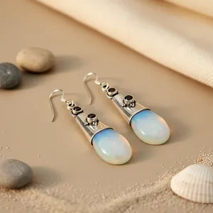 Pendientes Colgantes Vintage de Opalita Chapados en Oro de 18K para Mujer, Joyería Elegante para Uso Diario - Product Image 2