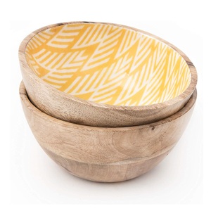 Fournisseur de bol à salade en bois de belle qualité bol de service de designer fait à la main forme ronde bol à salade en bois de gros - Product Image 1