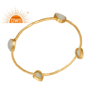 Aqua Chalcedony Gemstone Bangle jewellery Fashion Bangle jewellery Women's CLASSIC <b>Cuff</b> <b>Bracelets</b> DWS Gold Plated Brass jeweller - Product Image 4