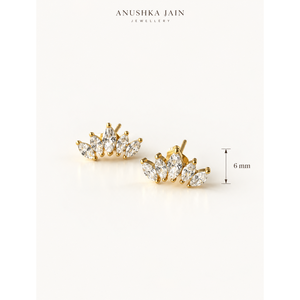Marquise Cut Diamond Wing <b>Climber</b> Stud <b>Earrings</b> - Product Image 5