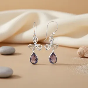Pendientes de Plata 925 con Amatista, Joyería Elegante para Mujer, Accesorio de Moda - Product Image 3