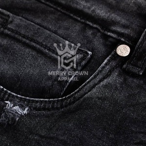 Nueva moda invierno oscuro transpirable ecológico recto ajuste Casual sólido pantalones de mezclilla para hombres 100% algodón de alta calidad - Product Image 6