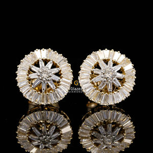 Tapered Baguette Cut VVS Clarity Lab Grown Diamonds 10Kt White Gold Stud Pendientes Unisex Iced Out Hip Hop Style - Product Image 3