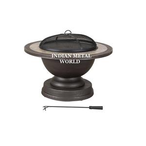 Conception avantageuse Jardin Patio Foyer Barbecue Rond Noir Couleur Pur Fer Portable Foyer De L'Inde - Product Image 1