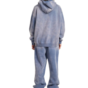 Top qualité 100% coton sweats vêtements de rue fermeture éclair survêtements poids lourd Logo personnalisé lavage à l'acide vente fermeture éclair costumes - Product Image 2