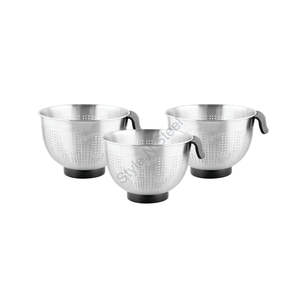 Premium Stainless Steel Wholesale Premium Rice <b>Colander</b> Set with Handles CLASSIC Stylish Design Mirror Polished - Product Image 2