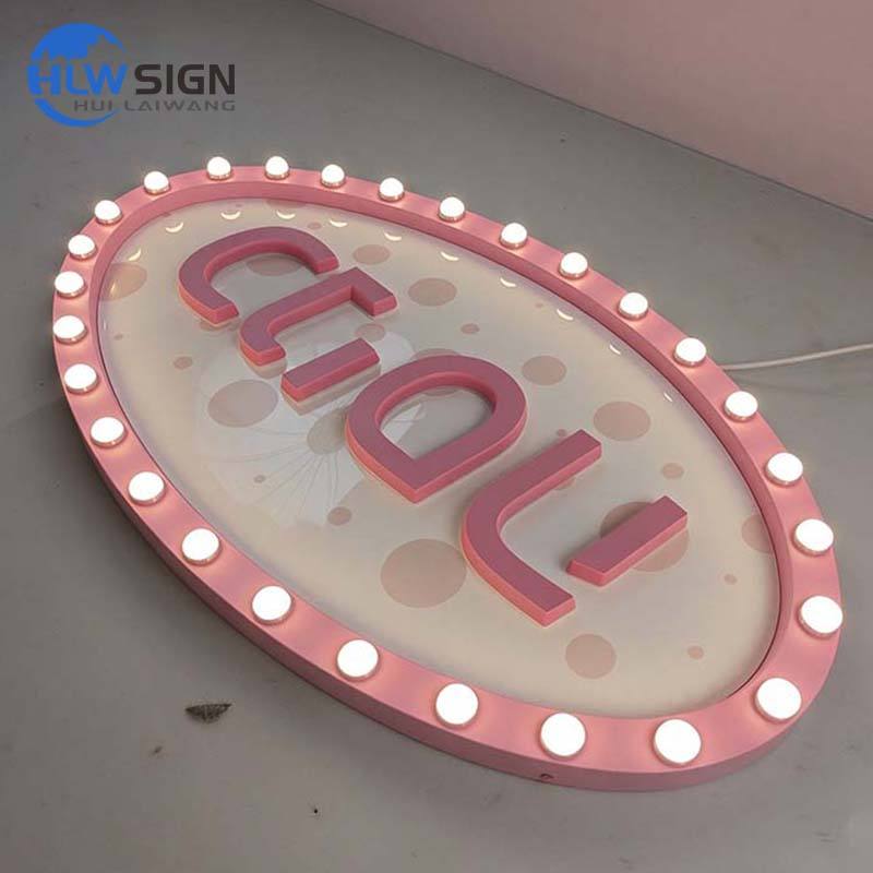 Custom LED Bulb Marquee Signs with Painted Metal Frame and Flexible ...