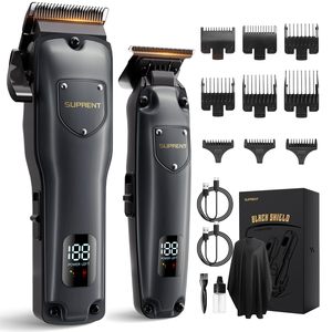 Kit de tondeuses à cheveux professionnelles sans fil rechargeables avec écran LED, tondeuse pour barbiers et usage domestique, prise US, machine à couper les cheveux à batterie - Product Image 1
