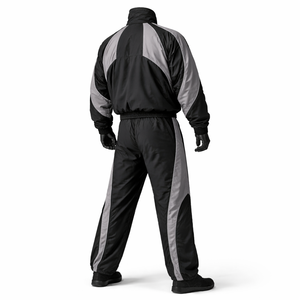 Men’s <b>Black</b> Grey <b>Windbreaker</b> Tracksuit Set Lightweight Nylon Track Suit Full Zip Jacket Jogger Pants Custom Logo OEM ODM - Product Image 2