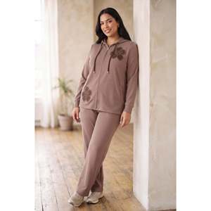 Ensemble de survêtement en coton double, taille grande, couleur vison - Product Image 4