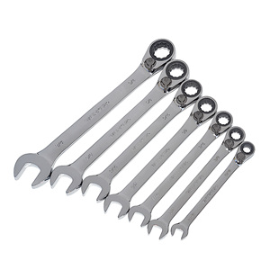 Werkez 72 răng CR-V đảo ngược ratcheting kết hợp cờ lê Bộ 7PC SAE Carbon thép đa chức năng ổ cắm cờ lê khác nhau - Product Image 1