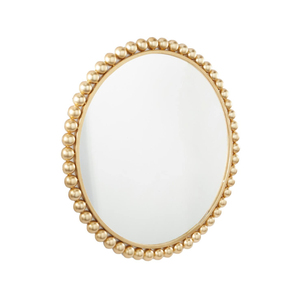 Miroir mural décoratif de luxe rond de conception moderne Miroir mural en métal doré avec perles Miroir décoratif mural - Product Image 2