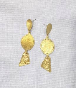 Pendientes de poste de metal martillado de latón antiguo, estilo clásico, patrón geométrico, chapados en oro, para fiestas, joyería elegante - Product Image 4