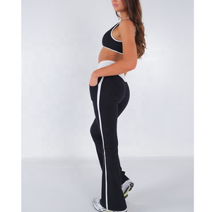 Conjunto Deportivo de Dos Piezas con Costuras en Contraste, Top Deportivo y Leggings de Poliéster/Nailon para Yoga - Product Image 4