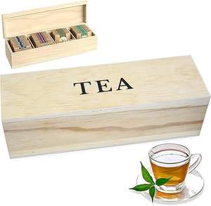 Caja de Té Cuadrada Multifuncional de Madera Estilo Europeo, Organizador de Bolsitas de Té de 1 Compartimento para el Hogar y Hoteles, Gran Venta - Product Image 2