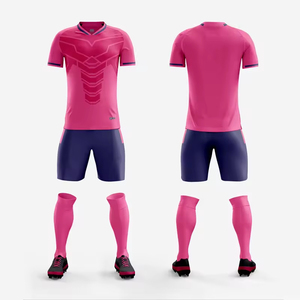 Uniformes de entrenamiento de poliéster 100% ligeros con cuello en V unisex, diseño de logotipo de equipo de fútbol profesional personalizado, Conjunto de camiseta de manga corta - Product Image 3