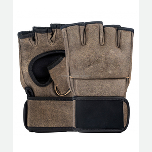 Guantes de Entrenamiento de Boxeo MMA de Cuero Hechos a Medida, Transpirables, Duraderos, para Sparring, Medios Dedos, Antideslizantes, con Correa de Muñeca Ajustable - Product Image 1