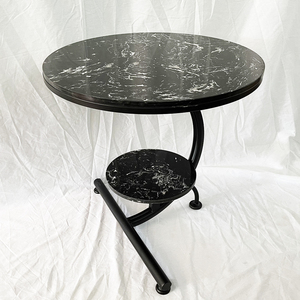 Luxury Two-Tiered Convertible Living Room <b>Table</b> Contemporary Style with Black Stone Top and <b>Iron</b> Frame for Entry Use-TT68125 - Product Image 6