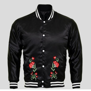 Chaqueta de invierno de béisbol de bombardero de satén para hombre hecha a medida con chaqueta de sublimación de cuello levantado - Product Image 6