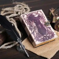 Journal en cuir vintage pour sorcières, reliure thermique, 120 feuilles, pour écriture, grimoires et croquis, cadeau unique pour la sorcellerie, fait main Al-Amir