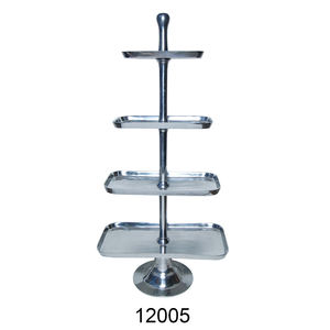 Support de gâteau décoratif en aluminium à 3 niveaux de table avec présentoir de gâteau fini nickel pour la décoration de mariage - Product Image 2