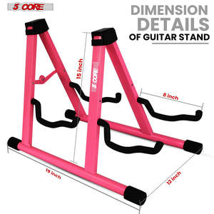 5 Core Double Guitar Stand A <b>Frame</b> Shape w Foam Arms Supports Acoustic Electric Bass Ukulele Banjo - Product Image 6