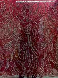 Tela de Encaje Francés Tradicional de Lujo Hecha a Mano con Cristales y Adornos de Cuentas, Material de Alta Calidad - Product Image 3