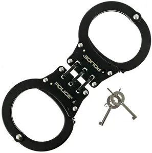 Esposas de Acero Profesionales de Alta Resistencia con Doble Bloqueo, Venta al por Mayor OEM, Esposas de Seguridad de Metal Negro con Triple Bisagra - Product Image 4