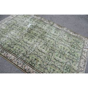 Clásico verde Beige 5,3X7,9 pies lana Aubusson diseño sala de estar alfombra Patchwork rectángulo aparador alfombra látex alfombras turcas - Product Image 4