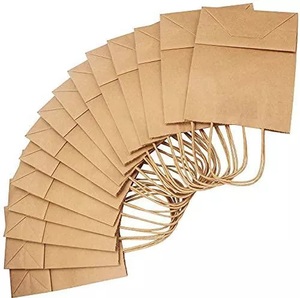 Sacs cadeaux en papier Kraft brun Recyclable, sac à provisions avec poignées, sacs de détail artisanaux, emballage en papier en vrac - Product Image 1