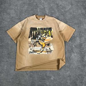 Vente en gros personnalisé 100% coton Chemise décontractée de style vintage pour hommes en satin col V oversize respirant avec logo à manches courtes imprimé - Product Image 1