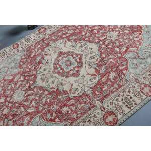 พรมตุรกีวินเทจดีไซน์แบบเย็บปะสีแดงน้ำเงิน5.6 x 9.9ft ผ้าขนสัตว์ลาเท็กซ์ถักแบบแบนสำหรับตกแต่งห้องนั่งเล่น - Product Image 5