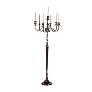 Porte-bougie en métal à 7 bras, chandelier fini noir classique, fait à la main de luxe, porte-bougie en argent - Product Image 1
