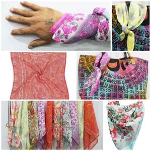 Women's Fashion Accessories Soft Silky Square Scarf Digital Printed Satin Silk <b>Head</b> <b>Wraps</b> - Product Image 1
