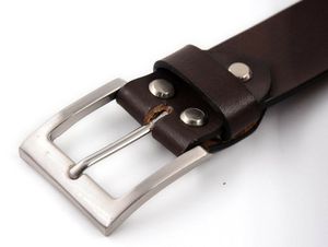 เข็มขัดหนังวัวแท้ขายดีที่สุดสำหรับผู้ชาย สไตล์ลำลอง ปรับแต่งได้ แฟชั่น โลโก้สั่งทำ หัวเข็มขัดสแตนเลสหลากสี - Product Image 3