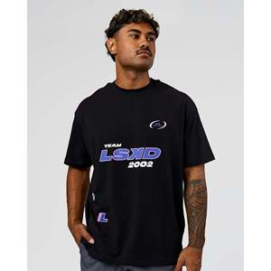 T-shirt Oversize Lourd League - Noir Power Cobalt 100% Coton Biologique 300 g/m² - Product Image 2