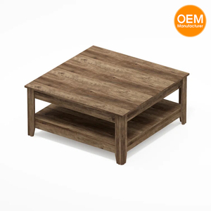 โต๊ะกาแฟสองชั้นทันสมัยดีไซน์สี่เหลี่ยมทำจากไม้คลาสสิกเฟอร์นิเจอร์ห้องนั่งเล่นสไตล์ไม้ประกอบง่าย - Product Image 1