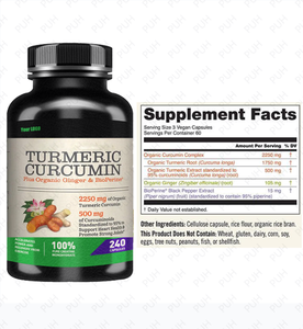 En Çok Satan Zerdeçal Kurkumin Kapsülleri 1500mg Organik Ekstrakt Antioksidan Bağışıklık Desteği Kemik Eklem Sağlığı Özel Etiket - Product Image 3