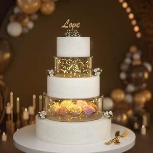 2025 présentoir de gâteau rond en plastique moderne Riser lumière LED présentation éclairée élégante pour les événements de desserts - Product Image 1