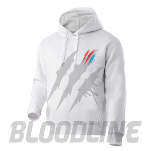Sweat-shirt à capuche unisexe blanc Bloodline en molleton 100 % coton, décontracté, avec poche avant, effet délavé, idéal pour l'hiver - Product Image 2
