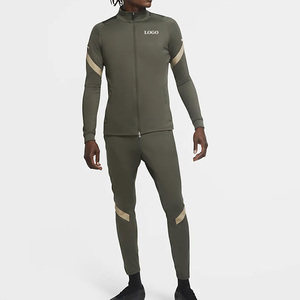 Survêtement ajusté à fermeture éclair, couleur unie, pour hommes, service OEM, manches longues, mélange coton et polyester, respirant/pantalon ajustable - Product Image 5