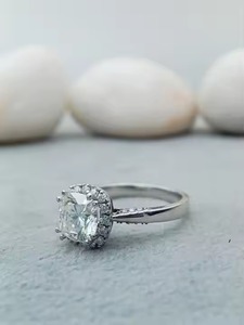 Bague de fiançailles de luxe diamant 10K or massif Moissanite coussin fantaisie entièrement diamants conception personnalisée bague de fiançailles - Product Image 4