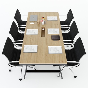 Mesa de Conferencia Moderna Minimalista de 200x100cm, de Madera Contrachapada con Revestimiento de Melamina y Patas de Hierro - Product Image 2